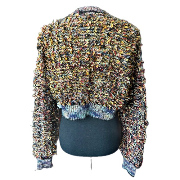 Kimchi Blue Sweaters - Kimchi Blue Womens XS Cropped Loop Knit Shag Sweater Multicolor Made in UK